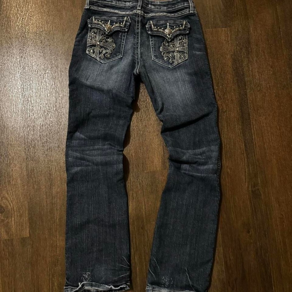 vintage y2k rock‎ 47 embroidered low rise boot/flare jeans